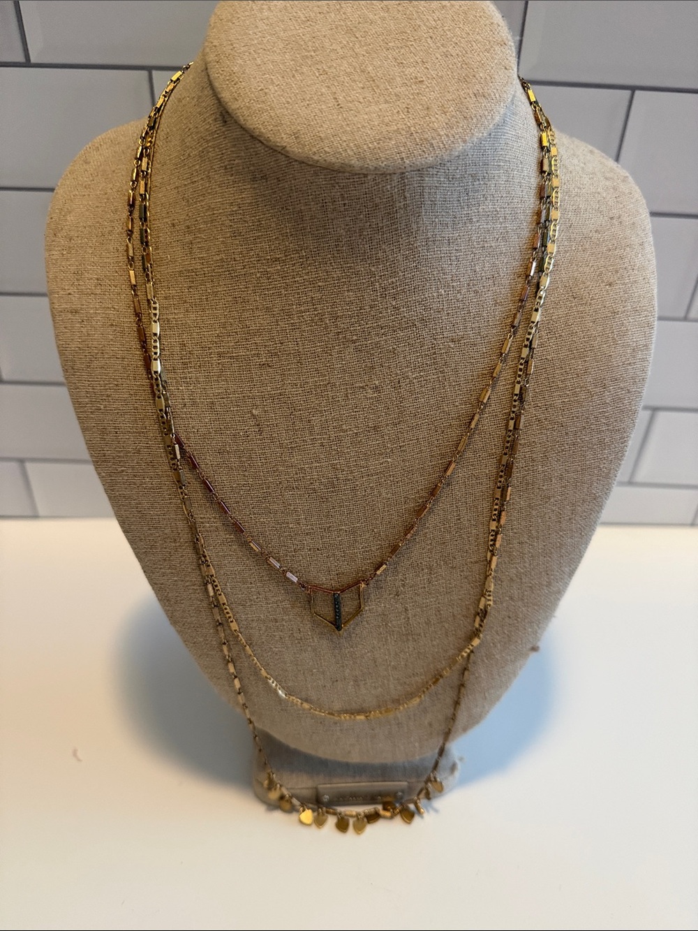 Stella & Dot Layered Gold-Tone Pendant Necklace Set